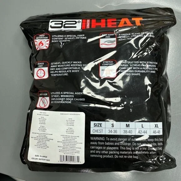 NEW 32 Degrees Men's XL Long Sleeve Crew Neck Thermal 2 Pack White & Blue - Picture 3 of 5